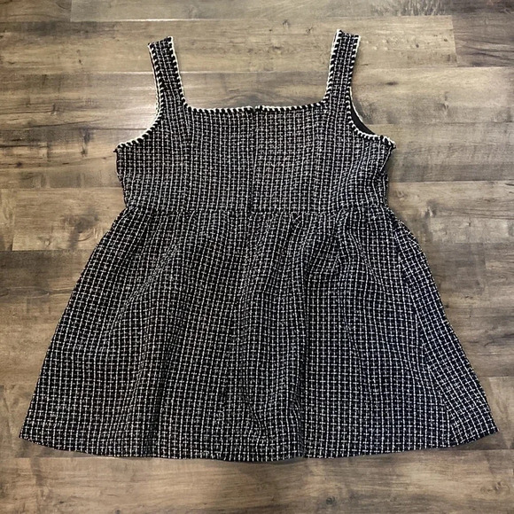 Cider Tweed Houndstooth Knit Black White TikTok Mini U-Neck Dress Women Size 2XL - Picture 6 of 10